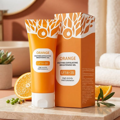 Orange Brightening Exfoliating Gel – Deep Cleansing Face Peeling Gel for Dead Skin Removal & Instant Glow – Smooth Radiant Skin