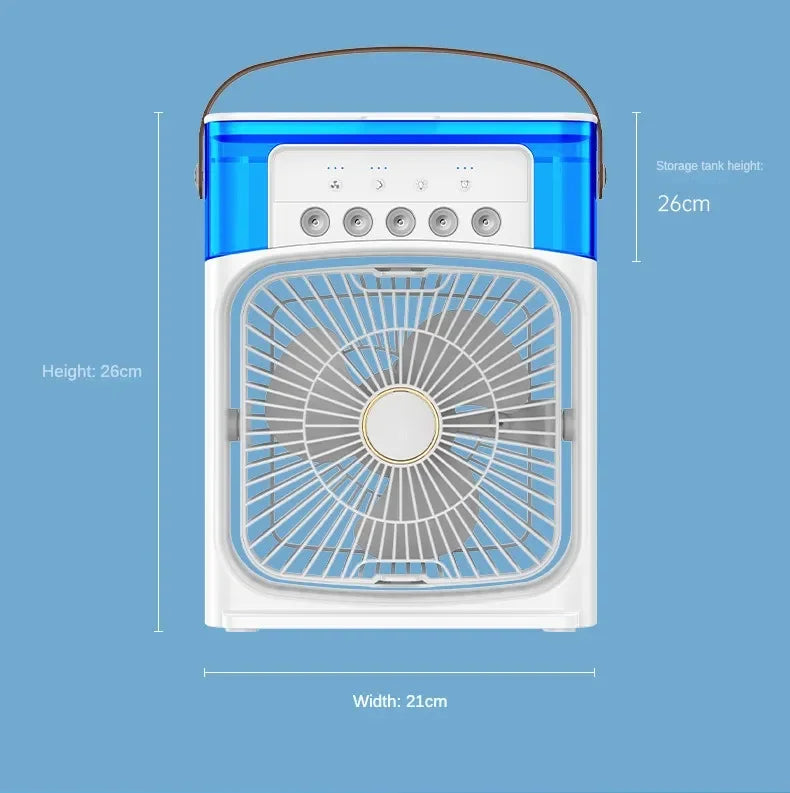 Portable Ice Cooling Fan Air Cooler – USB Rechargeable Mini AC Fan with Water Tank & 3-Speed Cooling for Home, Office & Bedroom