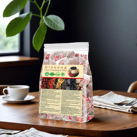 Natural Ginseng Five Treasure Tea Bags – Herbal Blend with Goji Berry, Red Dates & Botanical Ingredients