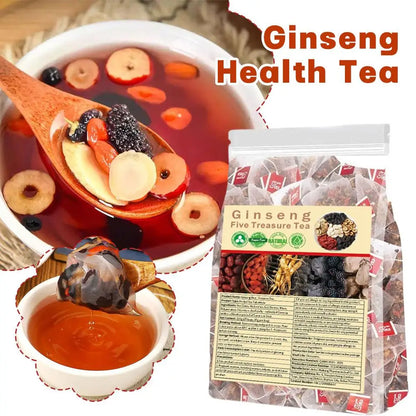 Natural Ginseng Five Treasure Tea Bags – Herbal Blend with Goji Berry, Red Dates & Botanical Ingredients