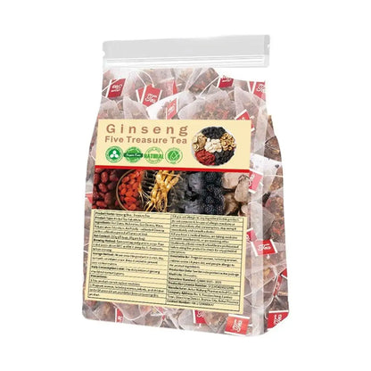 Natural Ginseng Five Treasure Tea Bags – Herbal Blend with Goji Berry, Red Dates & Botanical Ingredients