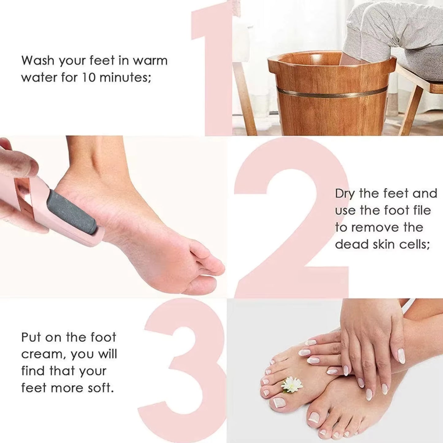 Rechargeable Electric Pedicure Foot File Callus Remover – USB Cordless Dead Skin & Cracked Heel Remover for Smooth Feet | Professional Foot Care Tool