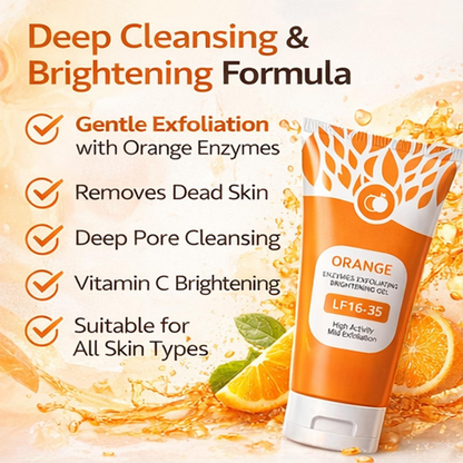 Orange Brightening Exfoliating Gel – Deep Cleansing Face Peeling Gel for Dead Skin Removal & Instant Glow – Smooth Radiant Skin